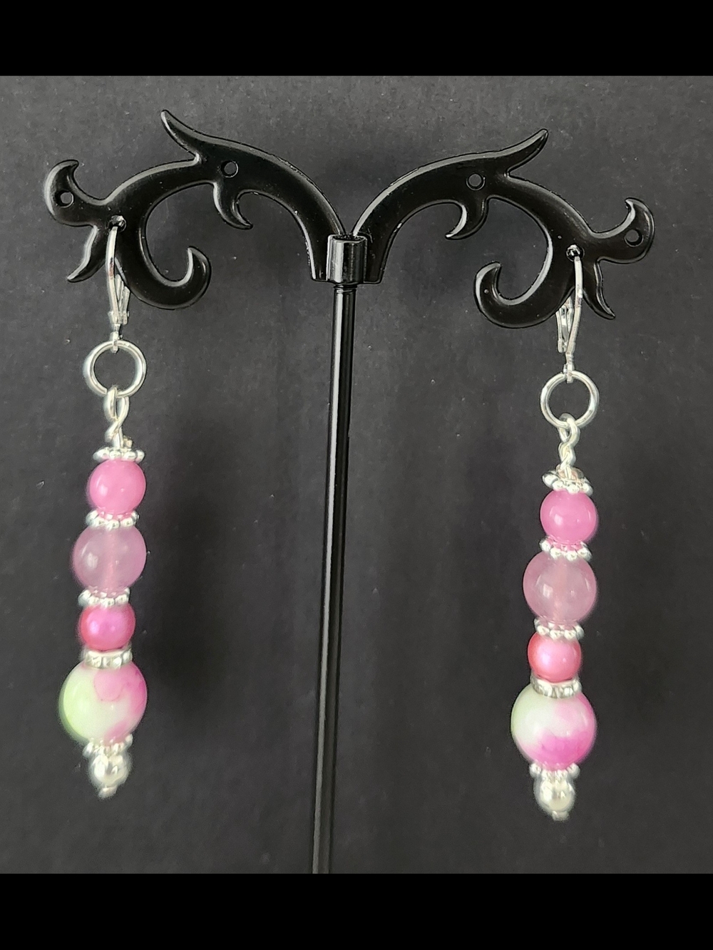 Earrings Strawberry Quartz Drop Handcrafted